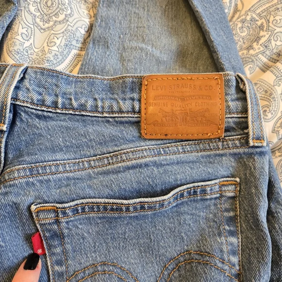 Women's Levi's Blue Denim Wedgie Straight Leg Fit Button Fly Ankle Jeans 28 - Picture 5 of 14